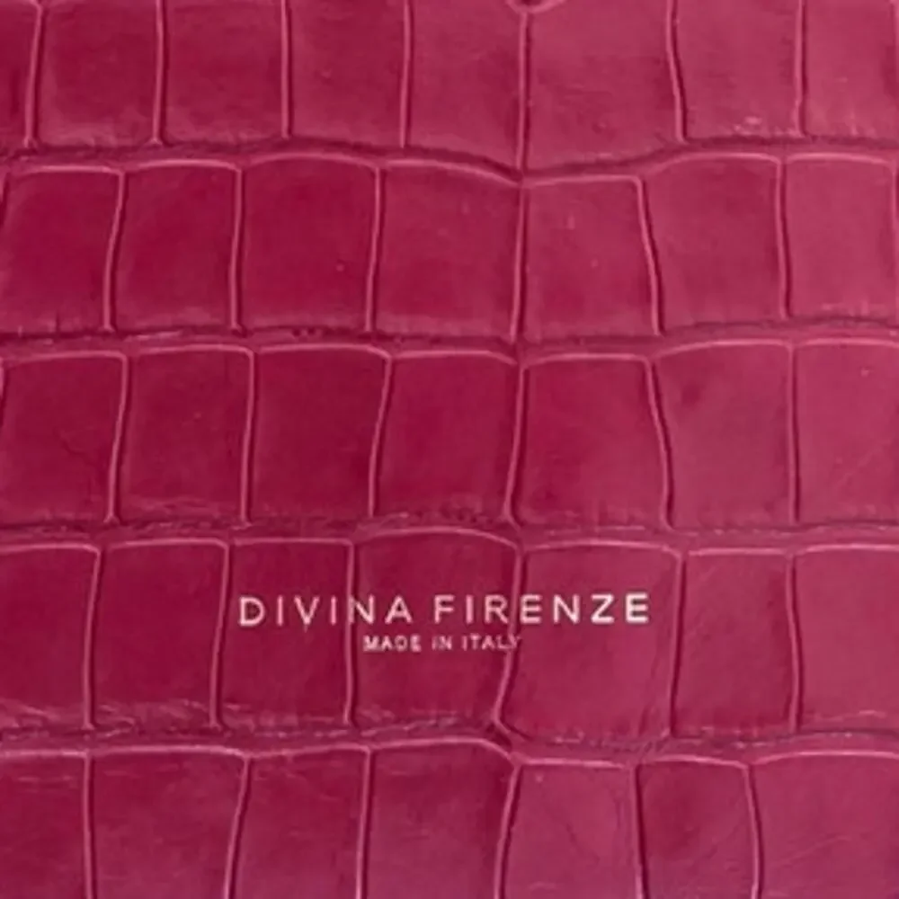 Divina Firenze Red Shoulder Bag Genuine Leather Croc Pattern Made in Italy